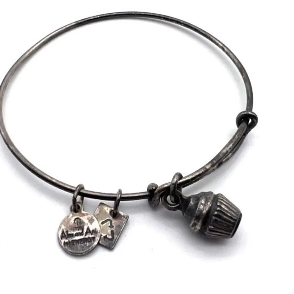 Alex and Ani Cupcake Charm‎ Bangle Bracelet Silvertone dessert cute fun cup cake